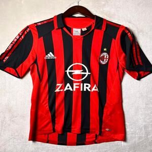 AC Milan 2005 Adidas Football Shirt Men's S Striped Soccer Jersey Opel Zafira